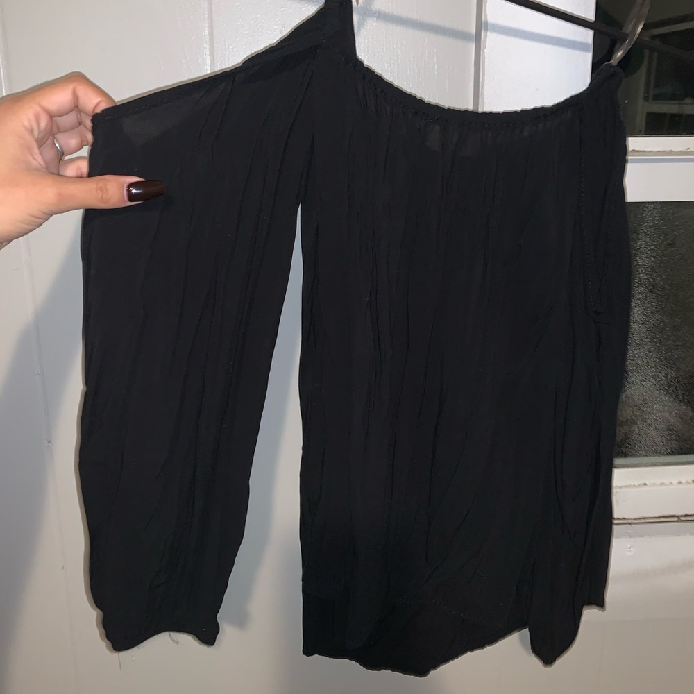 Black off the shoulder shirt